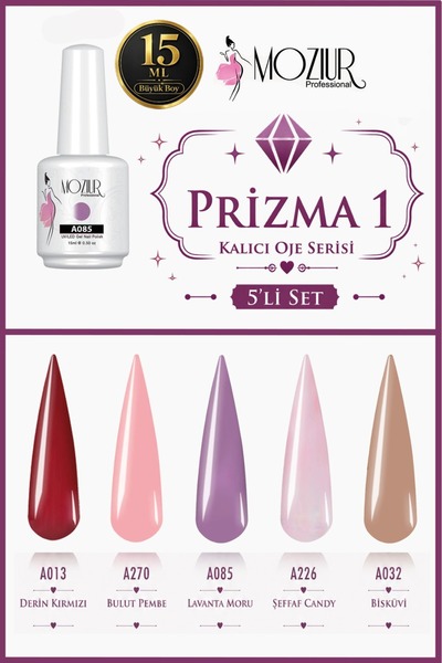 MOZIUR Prizma 1 Kalıcı Oje Serisi 15ml Büyük Boy