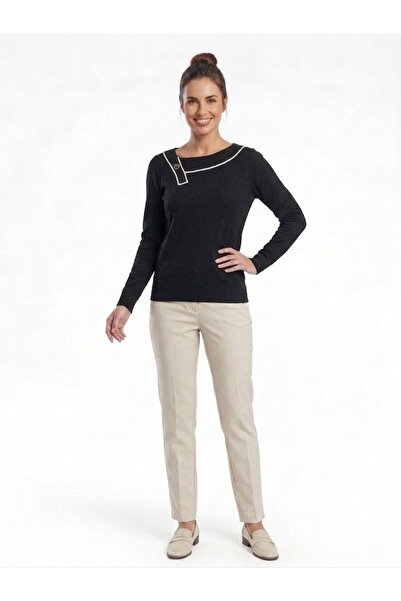 ON TRİKO Elegant Collar Detailed Slim Knitwear Blouse 15361