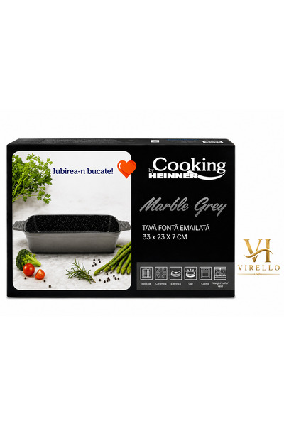 Cooking by Heinner MARBLE GREY TAVA FONTA EMAILATA 33X23X7CM HR-ZVC-T33