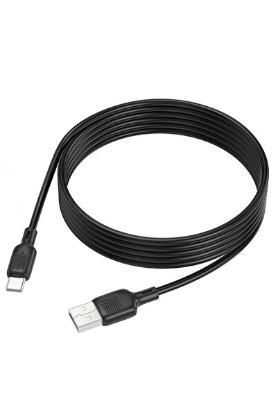 Borofone Cablu USB la Type-C, 3A, 27W, Silicon Seria Lenny, 2m - Negru
