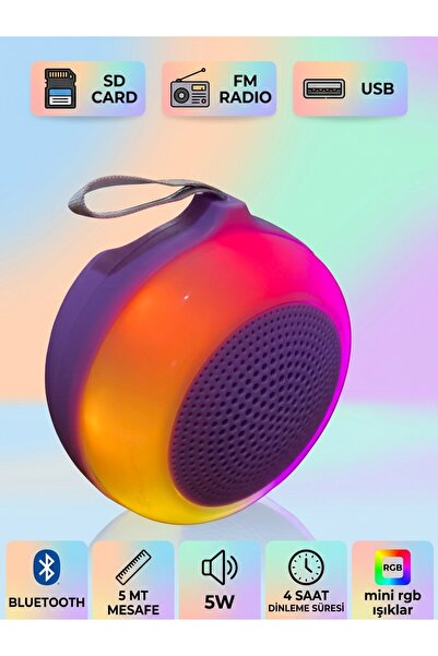 çınaroğlu avm ms-2232 bt Mini RGB Işıklı Bluetooth Speaker Taşınabilir Ses Bo...