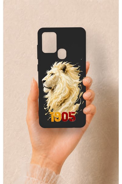 Vip Case Samsung A21S Compatible Yellow Red 1905 Lion Pattern Silicone Case