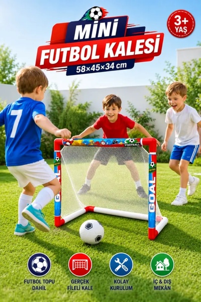 JOYFUL CHİLD OYUNCAK Toplu Futbol Kalesi 58×45×34cm – 10cm Futbol Topu Fileli...