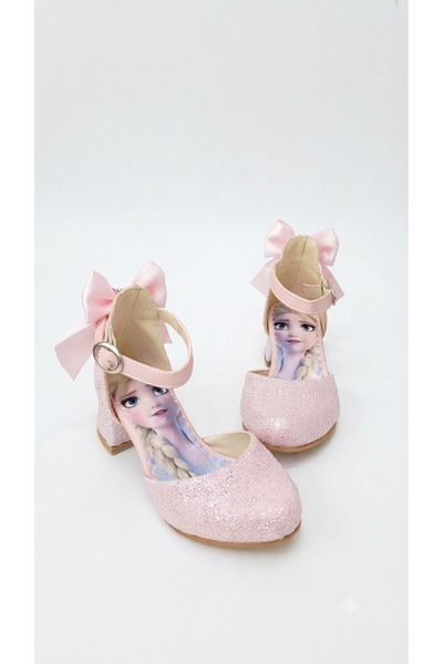 PATİK BEBE Girls' Elsali Pink Color Bow Decorated Comfortable Fit Stylish Square Heel Dressy Shoes