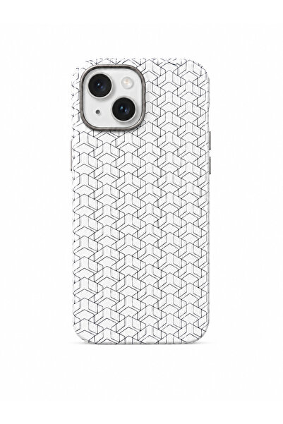 iPhone 15 Uyumlu Geometrik Desenli Sert Kılıf