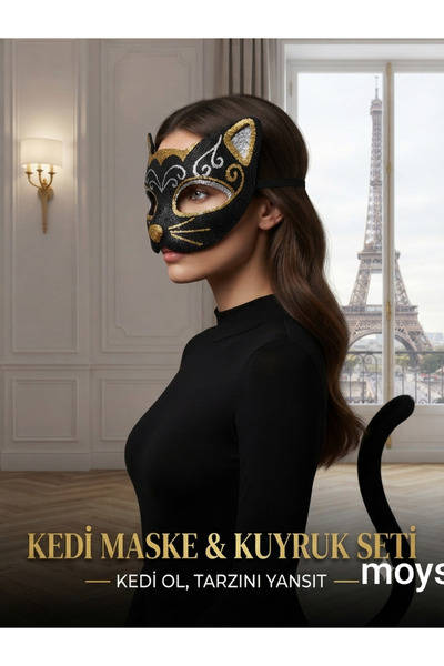 moysahsap party&ahşap Kedi Maskesi Kuyruk ve Diğer Maske GRUPLARINDAN SET YAP...