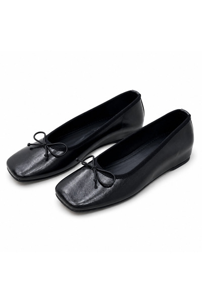 PATRON SHOES Kadın Gizli Ökçeli Babet Kare Burun Fiyonk Detaylı Günlük Rahat ...