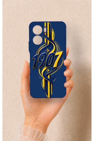 Vip Case Vivo Y16 Compatible Yellow Navy Blue Ivy Patterned Silicone Case