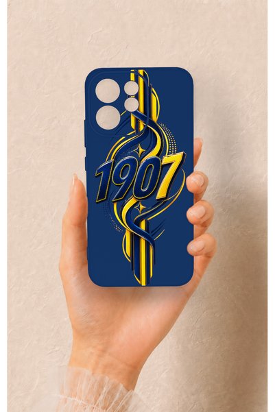 Vip Case Oppo Reno 15F Compatible Yellow Navy Blue Ivy Patterned Silicone Case