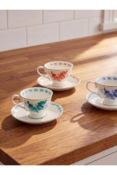LC Waikiki Mixed Floral Pattern Coffee Cup Set (W6)