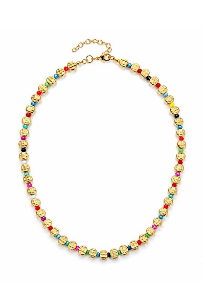 CHARMLUCKY Colorful Bead Tattoo Plate Necklace