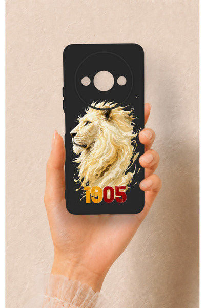 Vip Case حافظة سيليكون متوافقة مع Redmi A3 باللون الأصفر والأحمر 1905 بنمط الأسد