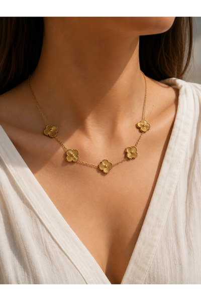 ATALYA ACCESSORY Big Clover Women's Steel Necklace