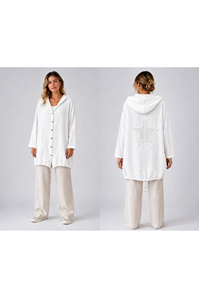 MENSAR OTANTİK Linen Jacket with Star on the Back, Hood, Height 90 Cm, Chest ...