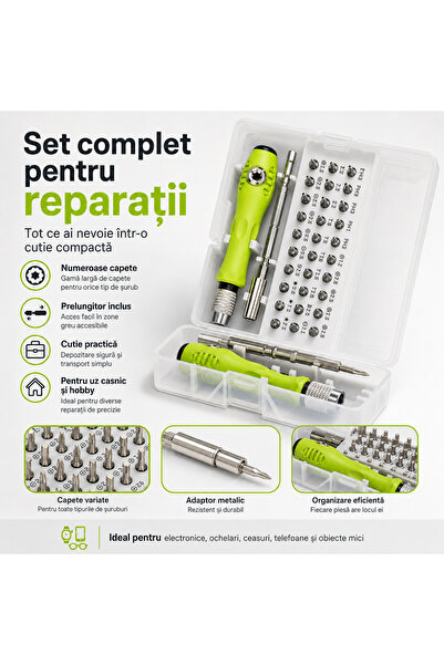 Generic Brand Set șurubelniță de precizie cu 115 biți, mâner ergonomic și cutie de depozitare