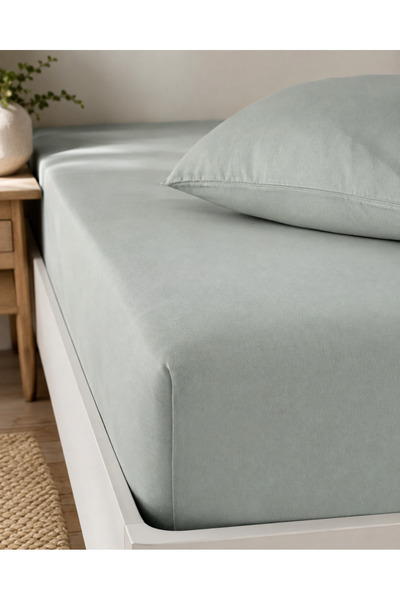 H&F Trendline Single Elastic Sheet Set 100X200 cm Solid Color + 1 Zippered Pillowcase