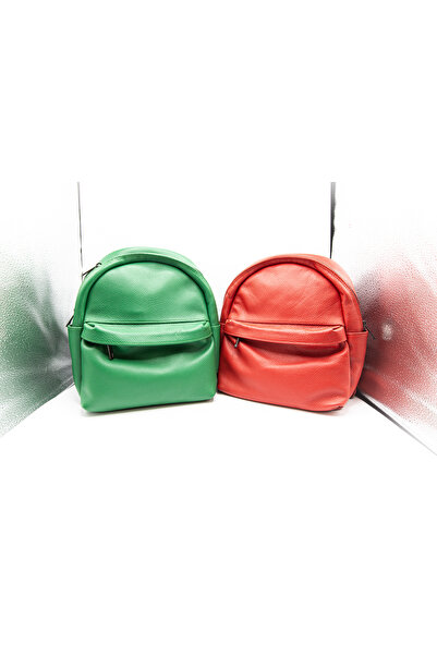 Adrada Leather Backpack - CRON 6072, green Red