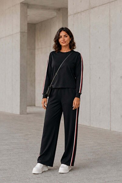 Mossta Casual Comfortable Cut Striped Double Suit - Black
