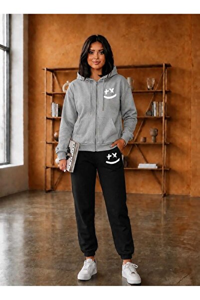 CLOTHES33 Hirka Tracksuit 2-Piece Combination Winter Shardooned Pattern Plus ...