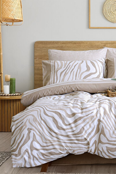 İyi Geceler İstanbul Wave Beige Single 100% Cotton Duvet Cover Set