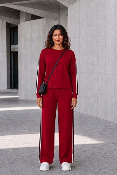 Mossta Casual Comfortable Cut Striped Double Suit - Red