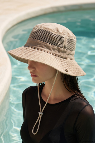 REMSA Mesh Detailed Tied Bucket Hat 05 Cream