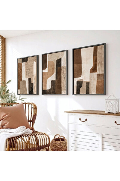 designadv لوحة ثلاثية مودرن - اطار ذهبي