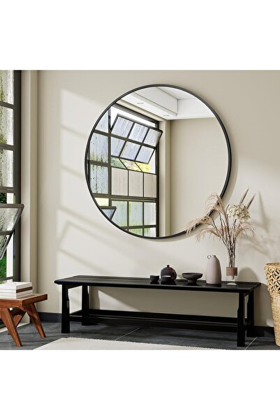 Generic Koonmi 122 cm Round Wall Mirror, Aluminum Frame, Bathroom, Black