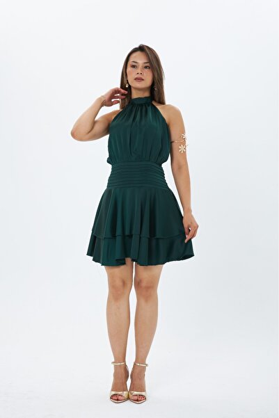 MY GRS Short Satin Dress with Tie at the Neck