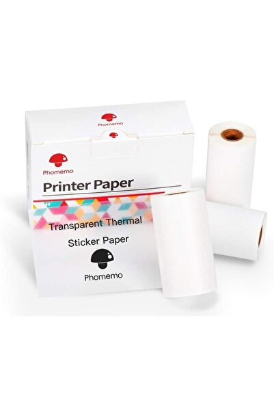 Dinç Thermal Phomemo Şeffaf Sticker Termal, 50mmx3,5mt, 3 Rulo, T02,/m02/m02 ...