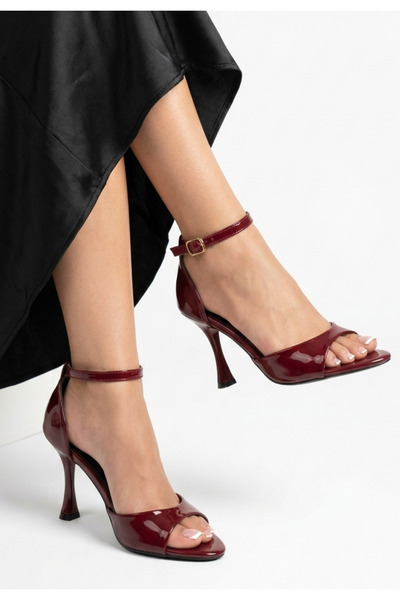 NESSİMO Burgundy Patent Leather Heeled Shoes