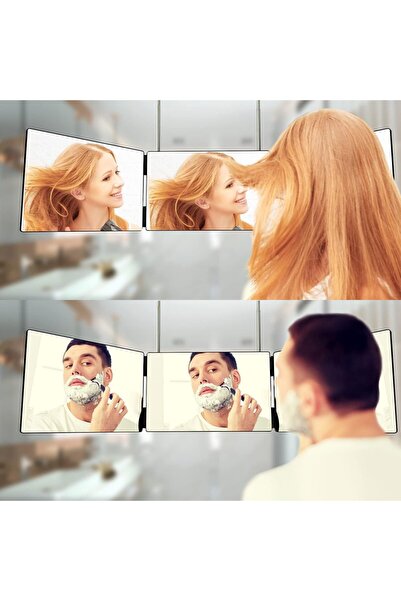 MASROO 3 Way Mirror for Hair Cutting, 360 Trifold Mirror with Height Adjustab...