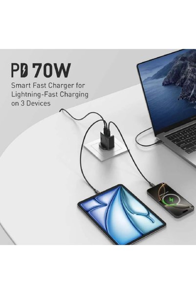 Joda Goda - 70W Triple Port Type C Wall Charger - Black