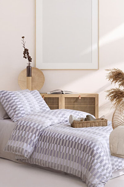 İyi Geceler İstanbul Fancy Beige Single 100% Cotton Duvet Cover Set