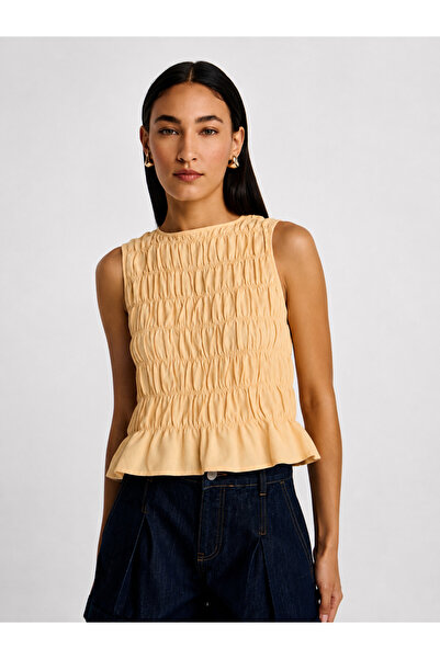 Dilvin Gipeli Crop Bluz-Bej
