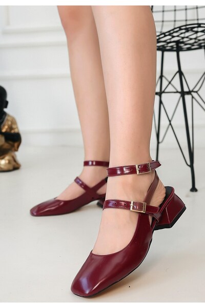 NESSİMO Plum Skin Heeled Shoes