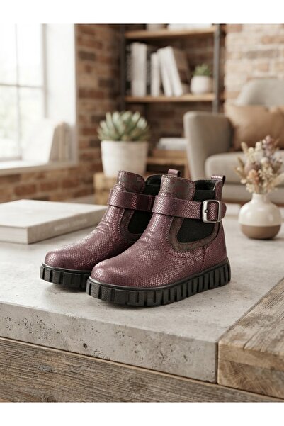 nuh kids Genuine Leather Burgundy Daily Orthopedic Girls' Boots