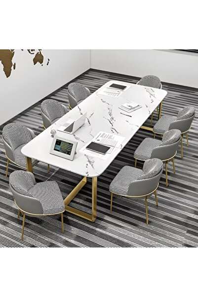 kold concept TPL4876 Modern Dikdörtgen Çalışma Masası MDF Üstlü Metal H Ayaklı