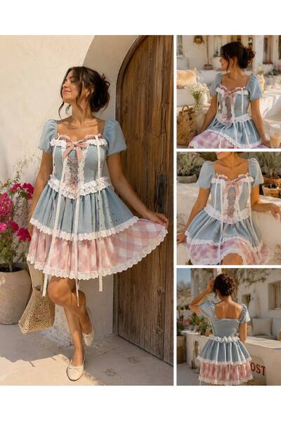 Vintage Romantik Dantel Detaylı Elbise