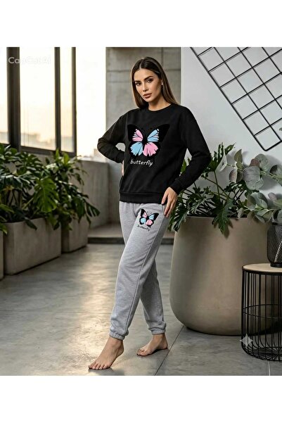 CLOTHES33 Zero Collar Sweat Suit 2-Piece Combination Winter Shardoon Butterfl...