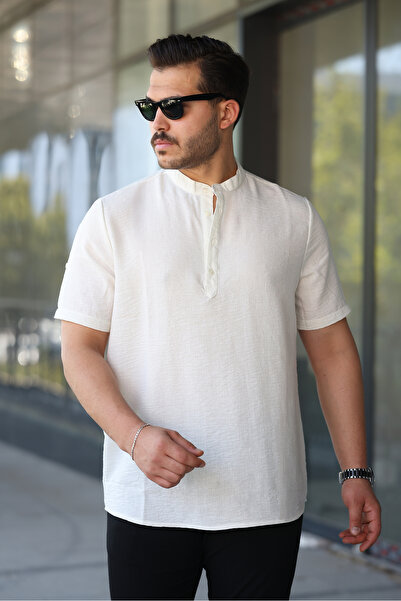 urban wear URBAN ERKEK BEJ Hakim Yaka Keten Gömlek - 2536