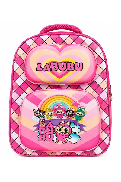 Malkan Kindergarten Girl Labubu Patterned Backpack with Water Bottle Compartment