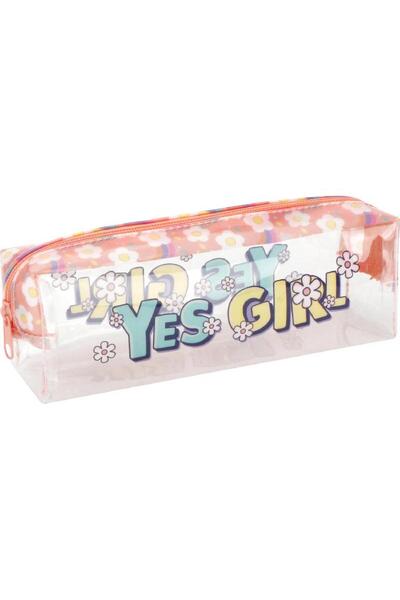 Generic حافظة أقلام ناعمة، تصميم شفاف بعبارة "Yes Girl"، متينة وأنيقة، شفافة/...