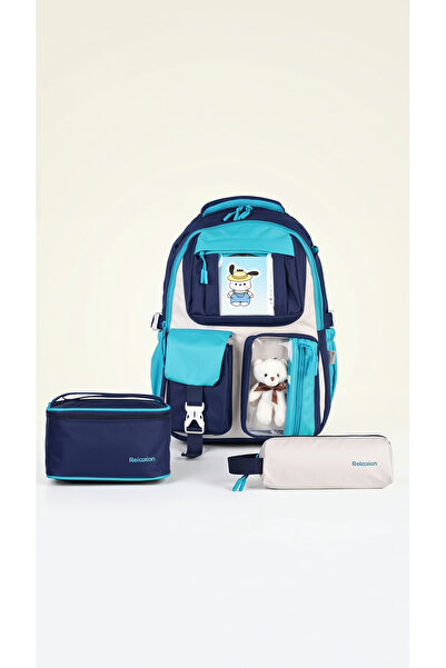 KanatGo 3-Piece Primary School Bag Set School Bag Lunch Bag Backpack with Pen...