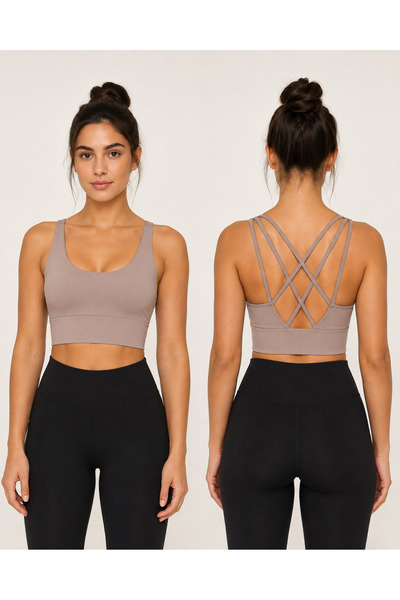 ARMAĞANİKA Women's Cross-Back Multi-Strap Sports Bustier Fitness Pilates Crop...