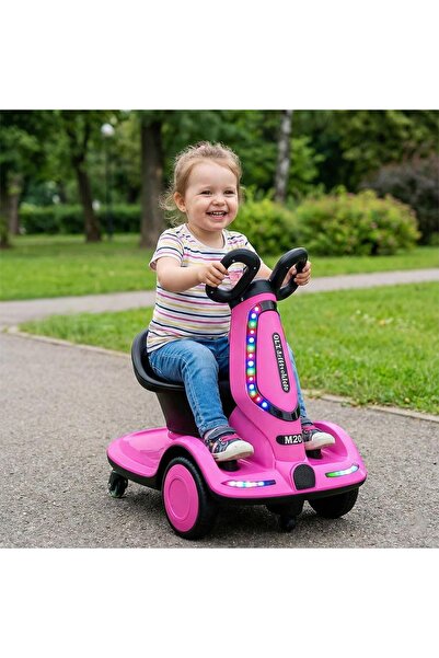 BUNCA 4 Wheels Kids Electric Scooter with Seat Belt Remote Control Light Music
