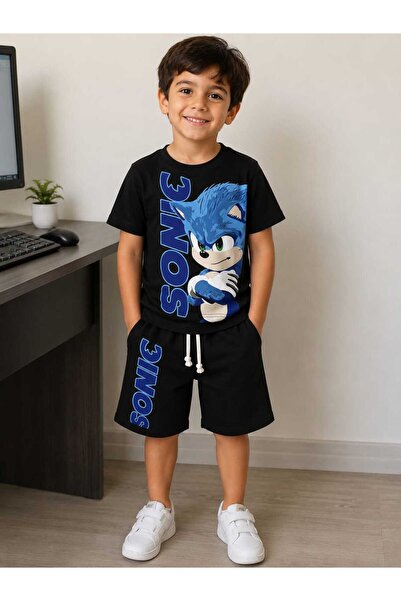 Erkek çocuk sonic baskılı takım