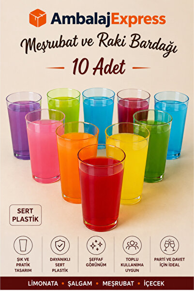 Ambalaj Express.com.tr 10'LI SERT PLASTİK Rakı Şalgam Limonata Meşrubat İçece...