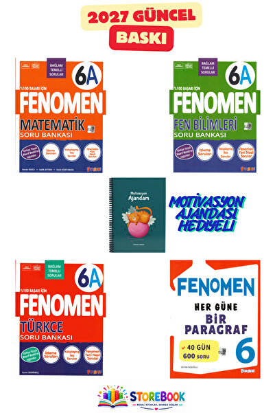 Fenomen Yayıncılık 6.Sınıf Matematik A + Fen A +Türkçe A ve Her Güne Bir Para...
