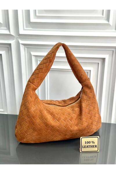 çkn sedat çakan çanta & fular & aksesuar Genuine Suede Leather Women's Should...